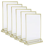 4-Inch-by-6-Inch Clear Acrylic Photo Frame Display Table Card Holder with Vertical Stand and 3mm Gold Border,, Pack of 6