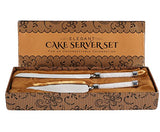 Cake Knife And Server Set With Glittering Bead Handles - Packaged in a Gift box